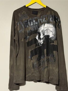 Y2K Degenrate long sleeve shirt with skull design Size XL